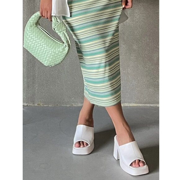 Steve Madden Kane Sandal Leather Platform High Heel Chunky Block 70s 1970s Disco - Picture 2 of 11